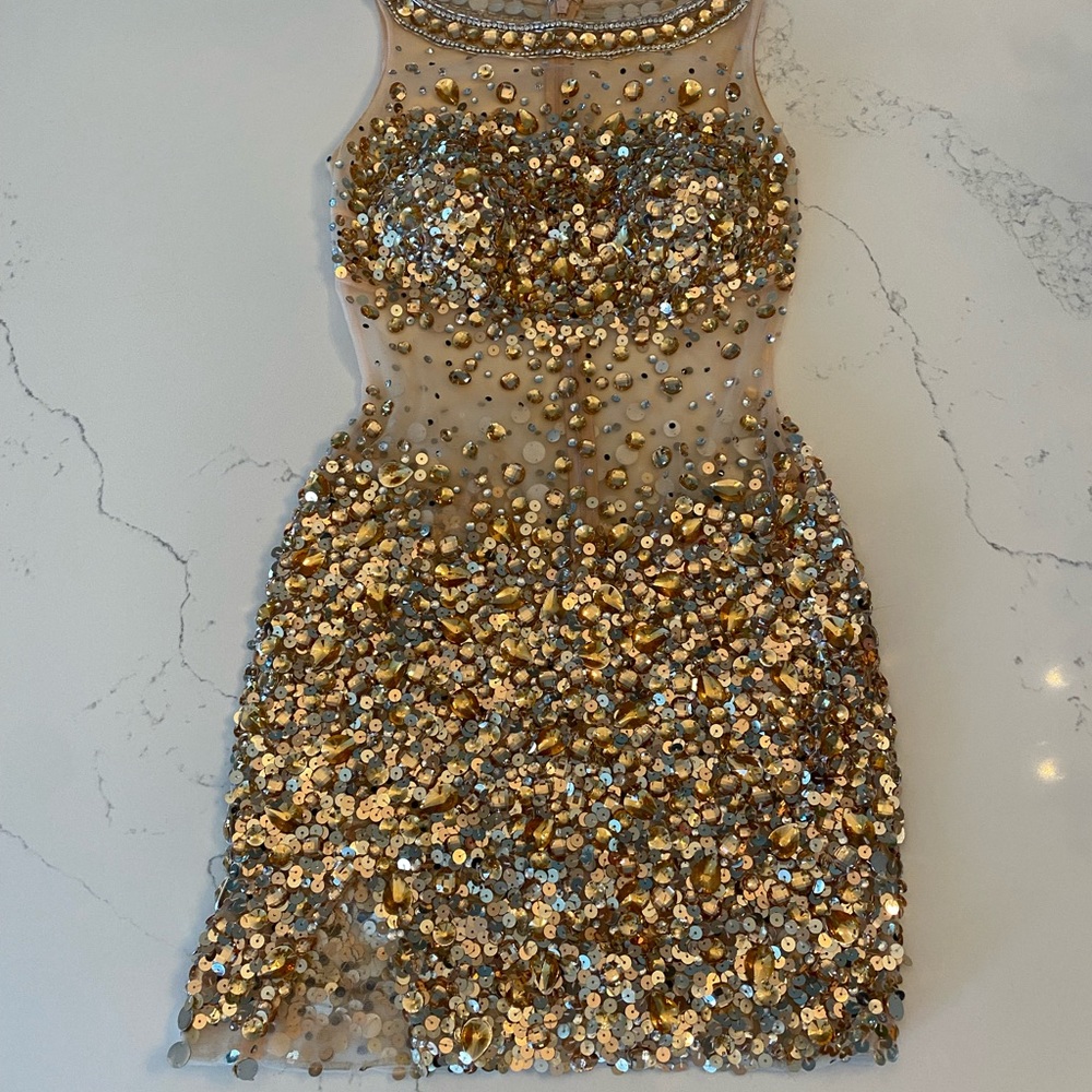 Gold Jovani cocktail dress